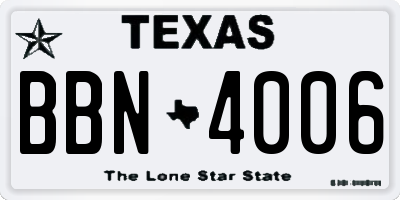 TX license plate BBN4006