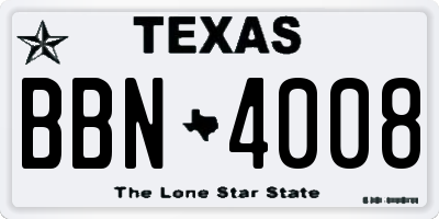 TX license plate BBN4008