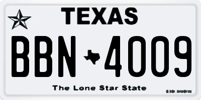 TX license plate BBN4009