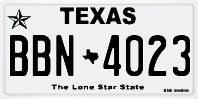 TX license plate BBN4023