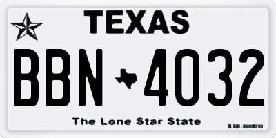 TX license plate BBN4032