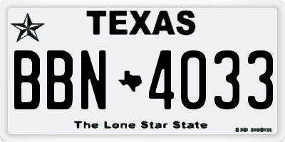 TX license plate BBN4033