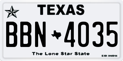 TX license plate BBN4035