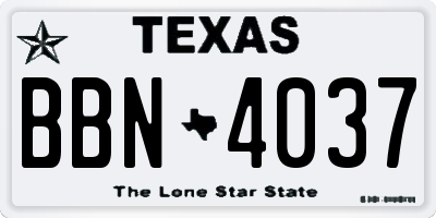 TX license plate BBN4037