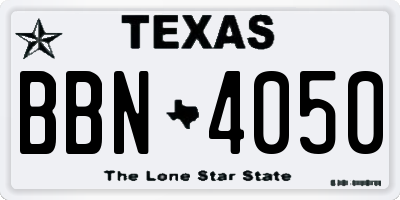 TX license plate BBN4050