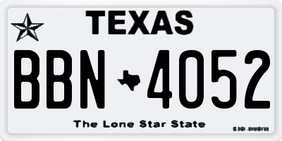 TX license plate BBN4052