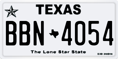 TX license plate BBN4054