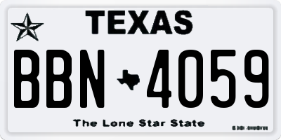 TX license plate BBN4059