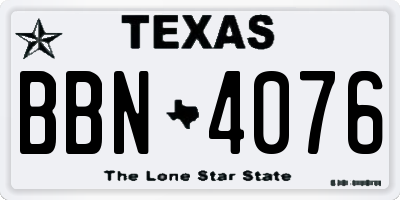 TX license plate BBN4076