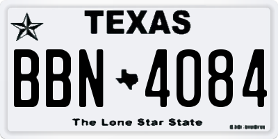 TX license plate BBN4084