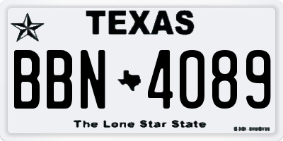 TX license plate BBN4089