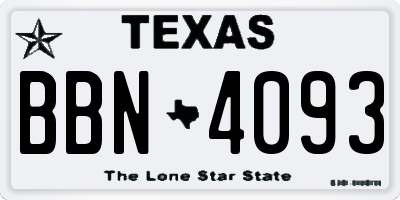 TX license plate BBN4093