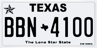 TX license plate BBN4100