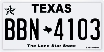 TX license plate BBN4103