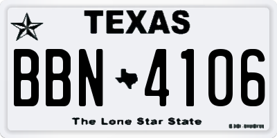 TX license plate BBN4106