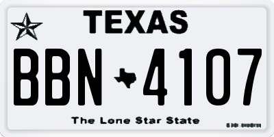 TX license plate BBN4107