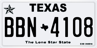 TX license plate BBN4108