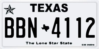 TX license plate BBN4112