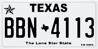 TX license plate BBN4113