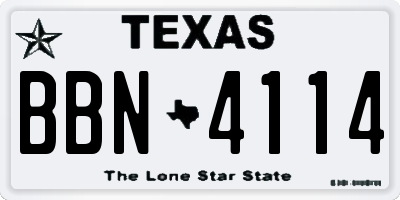 TX license plate BBN4114