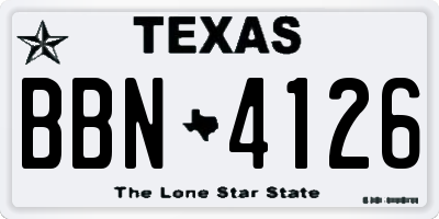TX license plate BBN4126