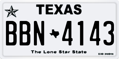 TX license plate BBN4143