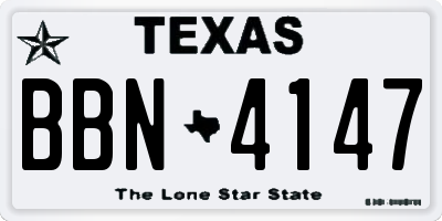 TX license plate BBN4147