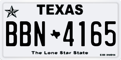 TX license plate BBN4165