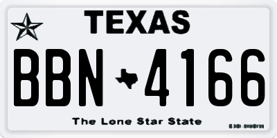 TX license plate BBN4166