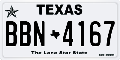 TX license plate BBN4167
