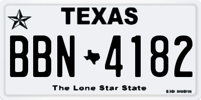 TX license plate BBN4182