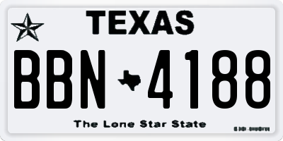 TX license plate BBN4188