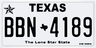 TX license plate BBN4189