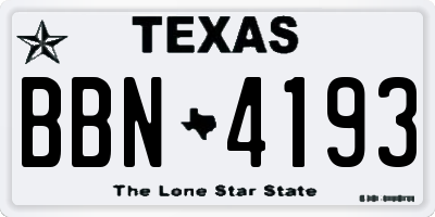 TX license plate BBN4193