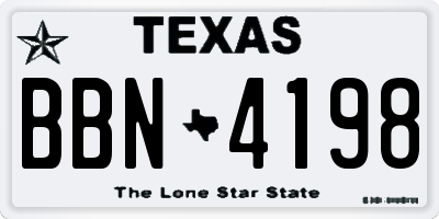 TX license plate BBN4198
