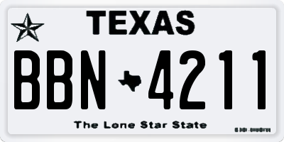 TX license plate BBN4211