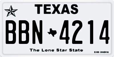 TX license plate BBN4214