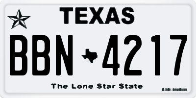 TX license plate BBN4217