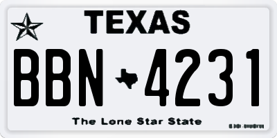 TX license plate BBN4231