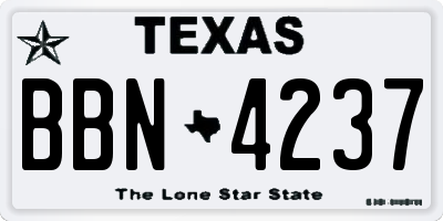 TX license plate BBN4237