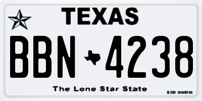 TX license plate BBN4238