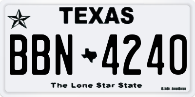 TX license plate BBN4240