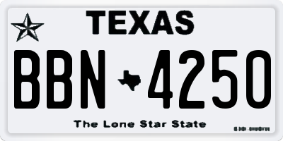TX license plate BBN4250