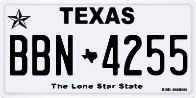 TX license plate BBN4255