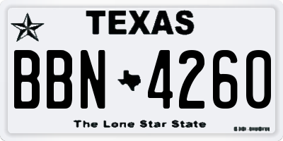 TX license plate BBN4260