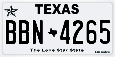 TX license plate BBN4265