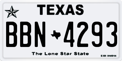 TX license plate BBN4293