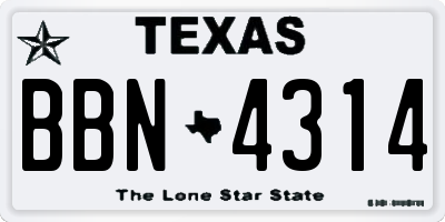 TX license plate BBN4314