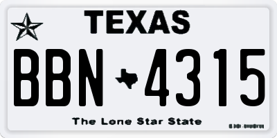 TX license plate BBN4315