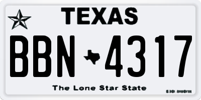 TX license plate BBN4317